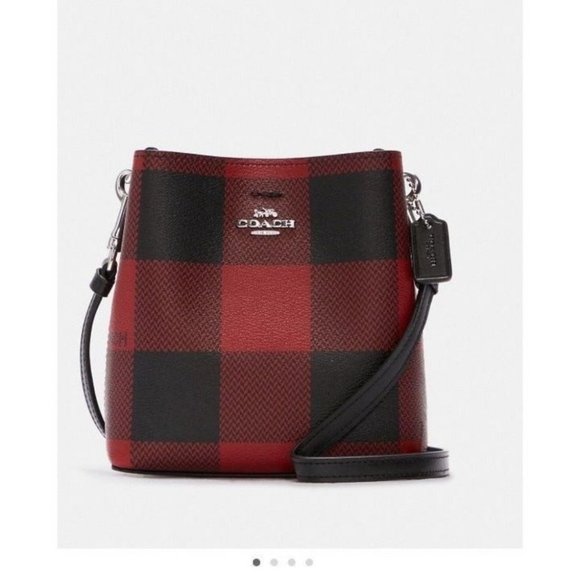 Coach Handbags - Coach Mini Town Bucket Bag With Buffalo Plaid Print